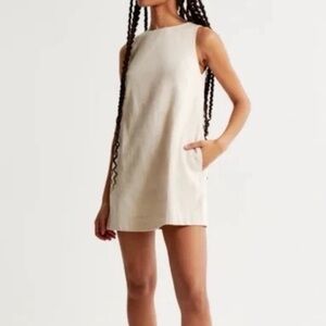 Elegant khaki Sleeveless linen Dress